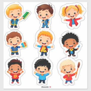 Colourful Cartoon Kids Stickers