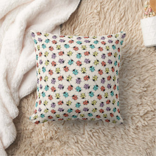 Colourful Cartoon Ladybugs Pattern  Cushion