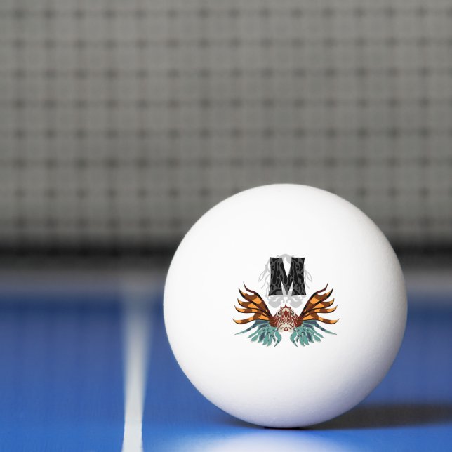Colourful Cartoon Lionfish Monogram Ping Pong Ball (Net)