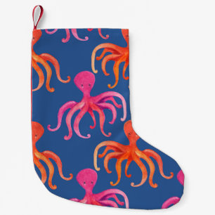 Colourful Cartoon Octopus Watercolor Pattern Small Christmas Stocking
