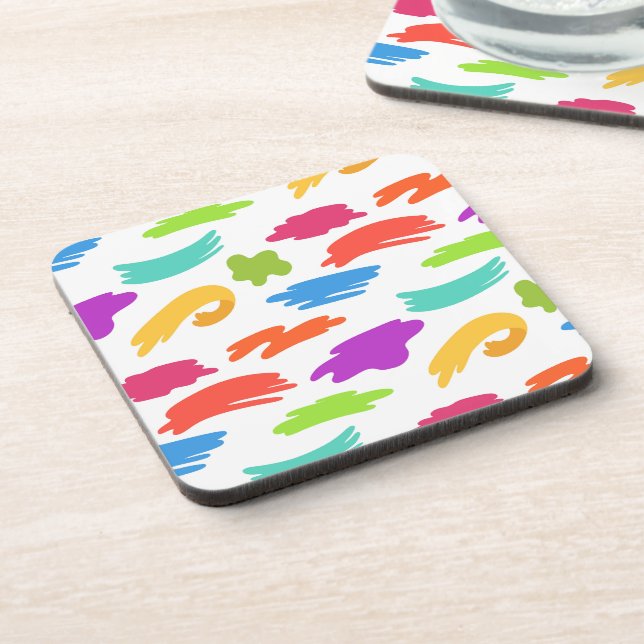 Colourful cartoon paint strokes coaster (Left Side)