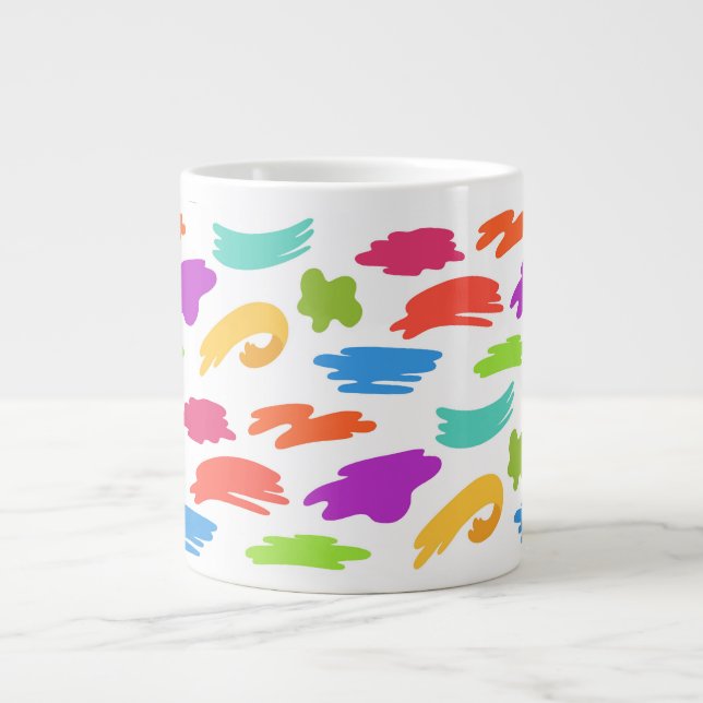 Colourful cartoon paint strokes large coffee mug (Front)