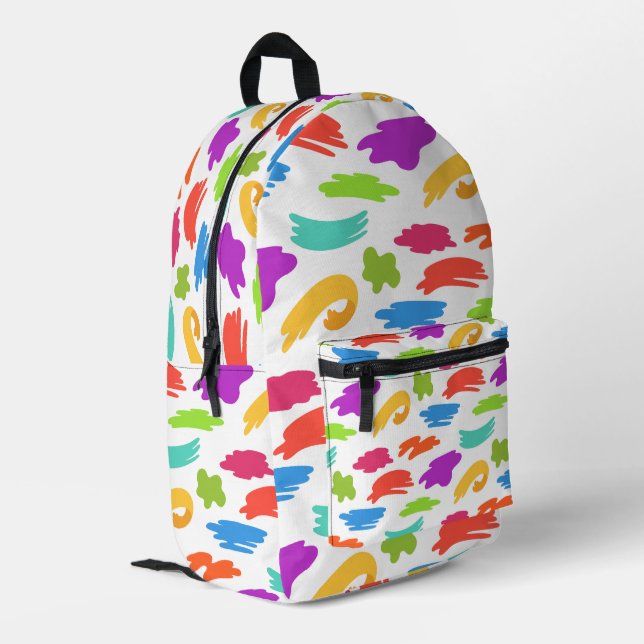 Colourful cartoon paint strokes printed backpack (Back Corner Left)