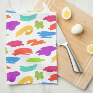 Colourful cartoon paint strokes tea towel