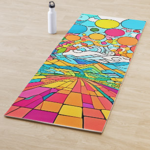 Colourful Cartoon Park Scene Yoga Mat