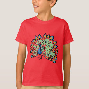 Colourful Cartoon Peacock T-Shirt