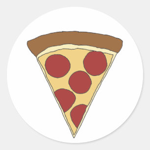 Colourful Cartoon Pizza Drawing Pizza SlicesClipar Classic Round Sticker