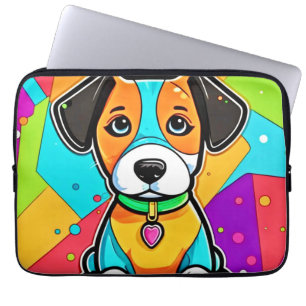 Colourful Cartoon Puppy Art Print Laptop Sleeve