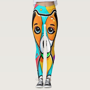 Colourful Cartoon Puppy Art Print Leggings