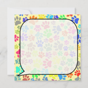 Colourful Cartoon Puppy Paw Prints  Card