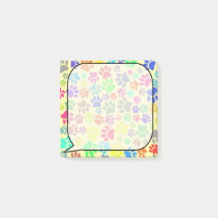 Colourful Cartoon Puppy Paw Prints  Post-it Notes