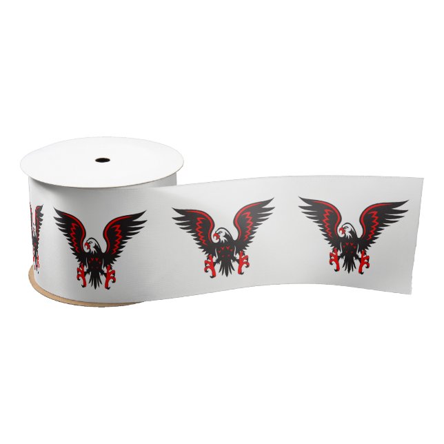 Colourful cartoon red and black eagle satin ribbon (Spool)