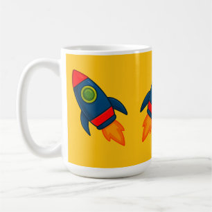"Colourful Cartoon Rocket Ship Illustration" Coffee Mug