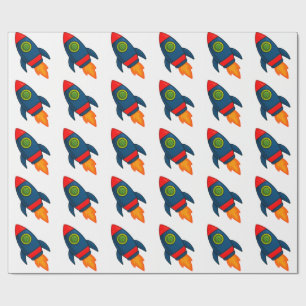 "Colourful Cartoon Rocket Ship Illustration" Wrapping Paper