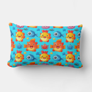 Colourful Cartoon Sea Creatures Pattern Lumbar Cushion