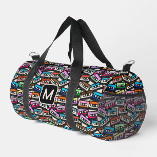 Colourful Casette Tapes custom monogram Duffle Bag