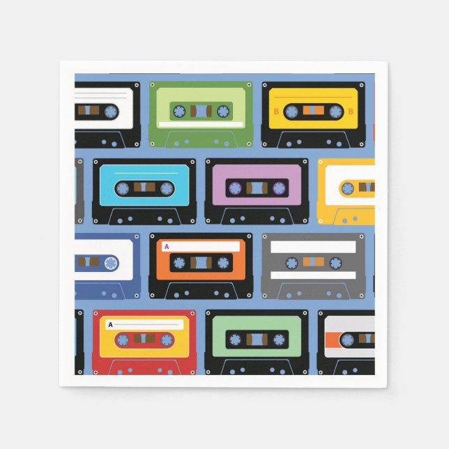 Colourful Cassette Tape Pattern Napkin (Front)