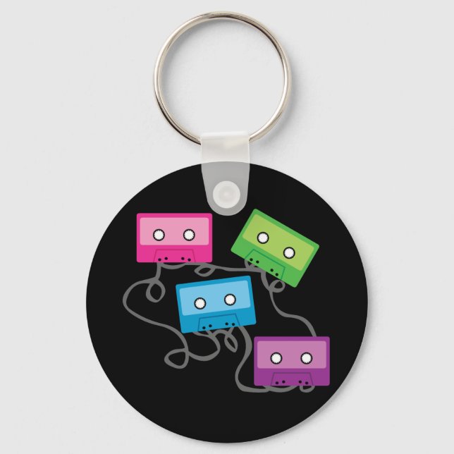 Colourful Cassette Tapes Key Ring (Front)