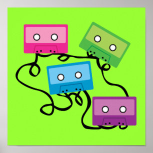 Colourful Cassette Tapes Poster