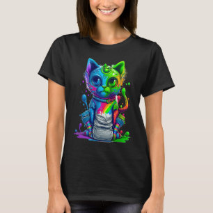 Colourful Cat 3D Abstract Vector Cat T-Shirt