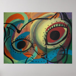 Colourful Cat Abstract Poster