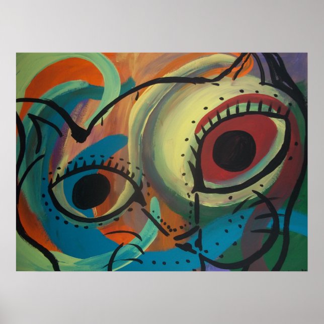 Colourful Cat Abstract Poster (Front)