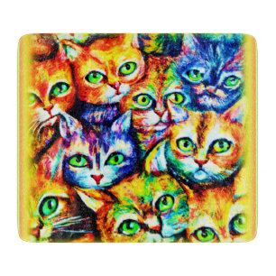 Colourful Cat and kitten Pattern. Buy Now Cutting Board