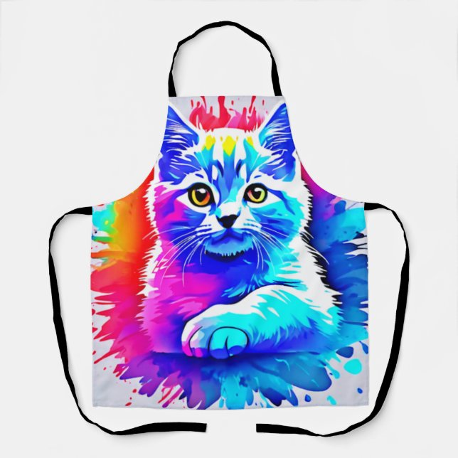 Colourful Cat Art Apron (Front)