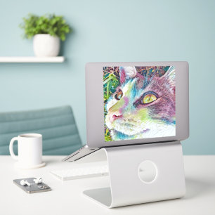 Colourful Cat Art Cat Face Sticker