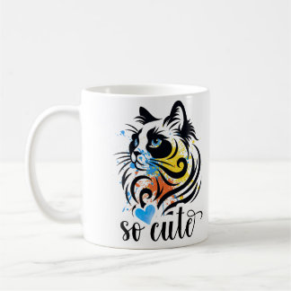 Colourful Cat Art Mug – So Cute Coffee Cup for Cat