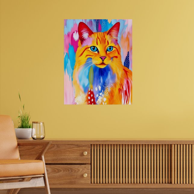 Colourful Cat Art Print – Vibrant and Bold Design (Living Room 2)