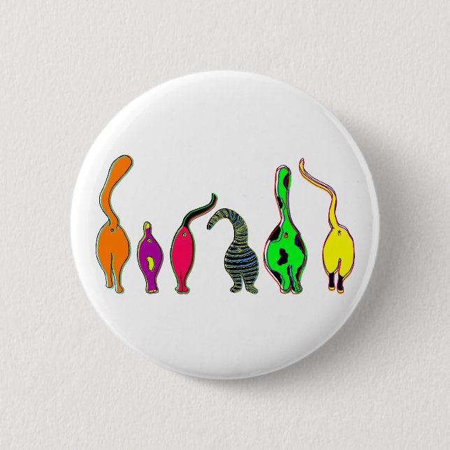 Colourful Cat Butts 6 Cm Round Badge (Front)