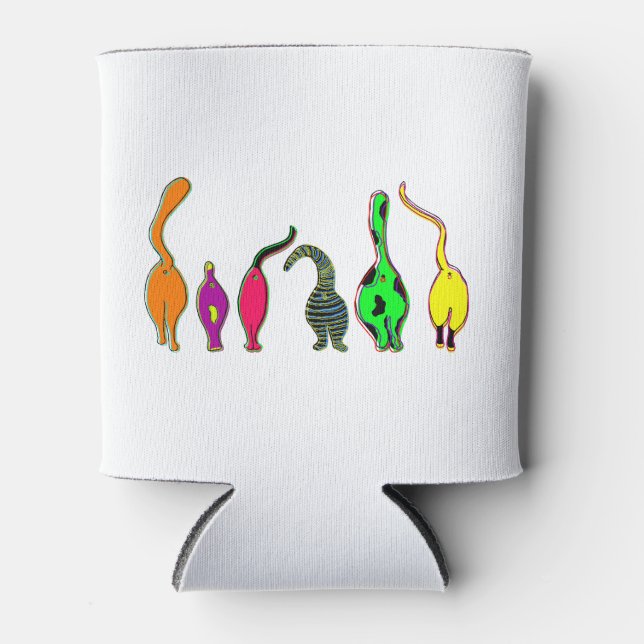 Colourful Cat Butts Can Cooler (Front)