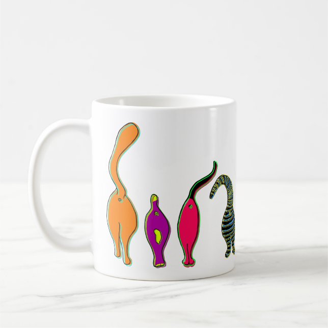 Colourful Cat Butts Coffee Mug (Left)