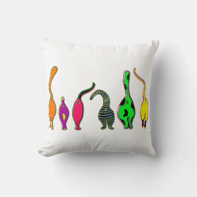 Colourful Cat Butts Cushion (Front)