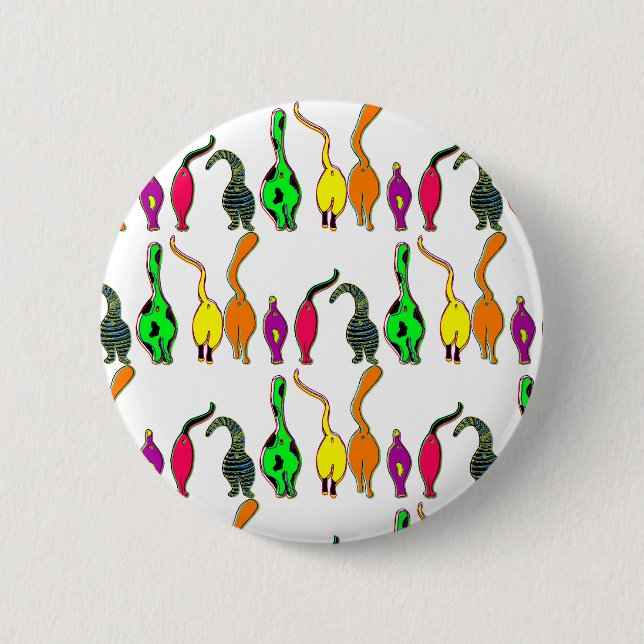 Colourful Cat Butts Pattern 6 Cm Round Badge (Front)