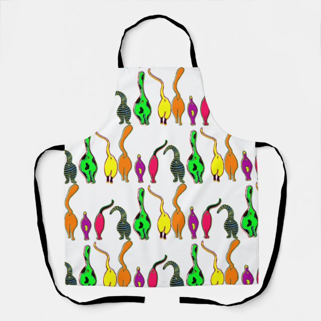 Colourful Cat Butts Pattern Apron (Front)