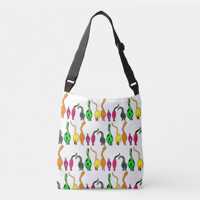 Colourful Cat Butts Pattern Crossbody Bag (Front)