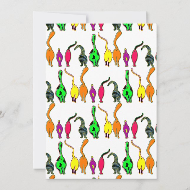 Colourful Cat Butts Pattern Holiday Card (Front)