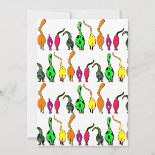 Colourful Cat Butts Pattern Invitation