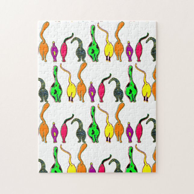 Colourful Cat Butts Pattern Jigsaw Puzzle (Vertical)