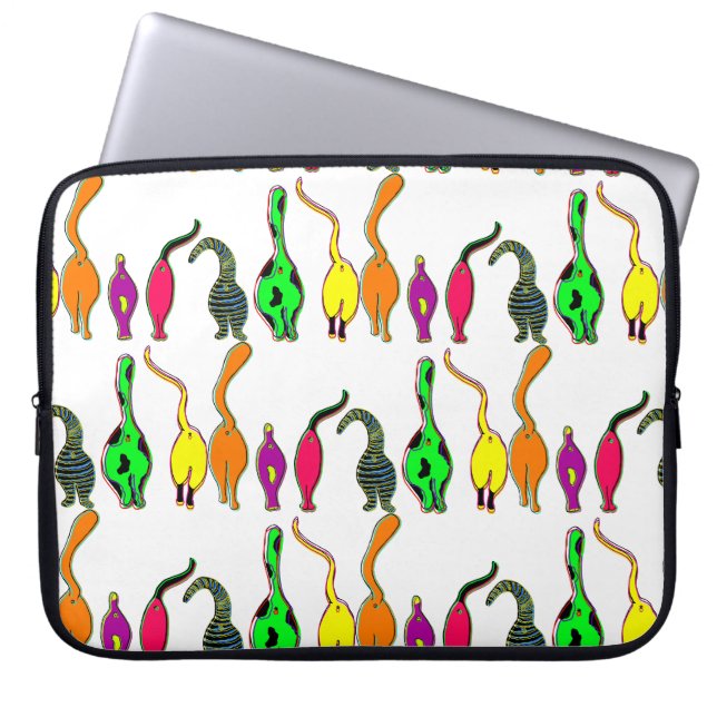 Colourful Cat Butts Pattern Laptop Sleeve (Front)