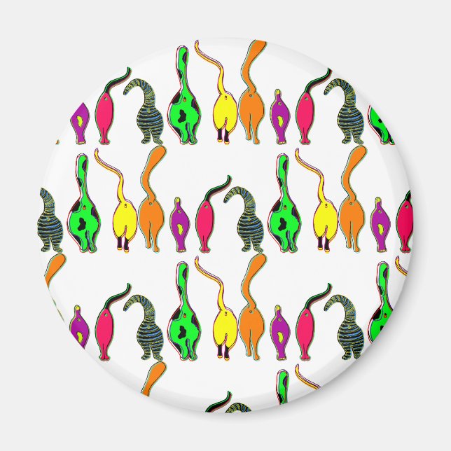 Colourful Cat Butts Pattern Magnet (Front)