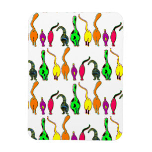 Colourful Cat Butts Pattern Magnet