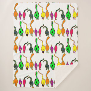 Colourful Cat Butts Pattern Sherpa Blanket