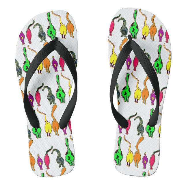 Colourful Cat Butts Pattern Thongs (Footbed)