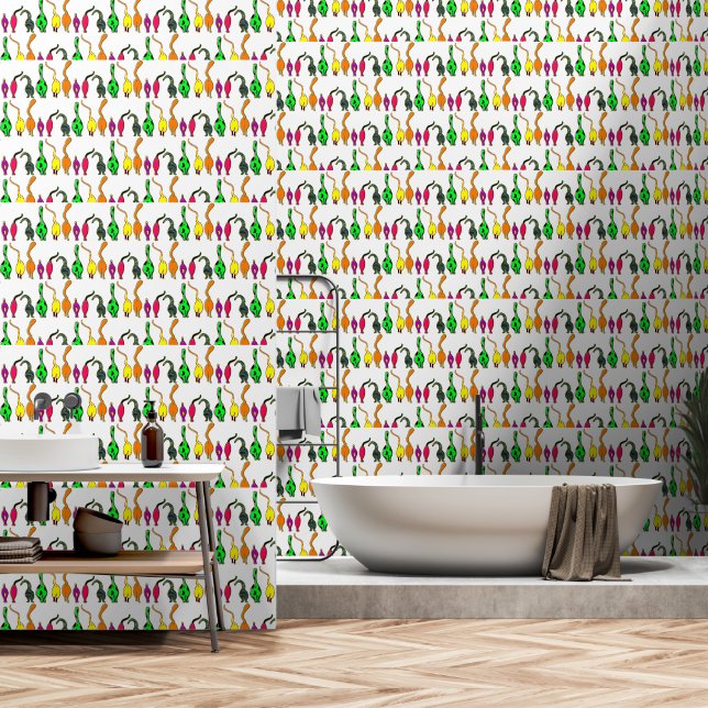 Colourful Cat Butts Pattern Wallpaper (Bathroom)