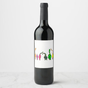 Colourful Cat Butts Wine Label