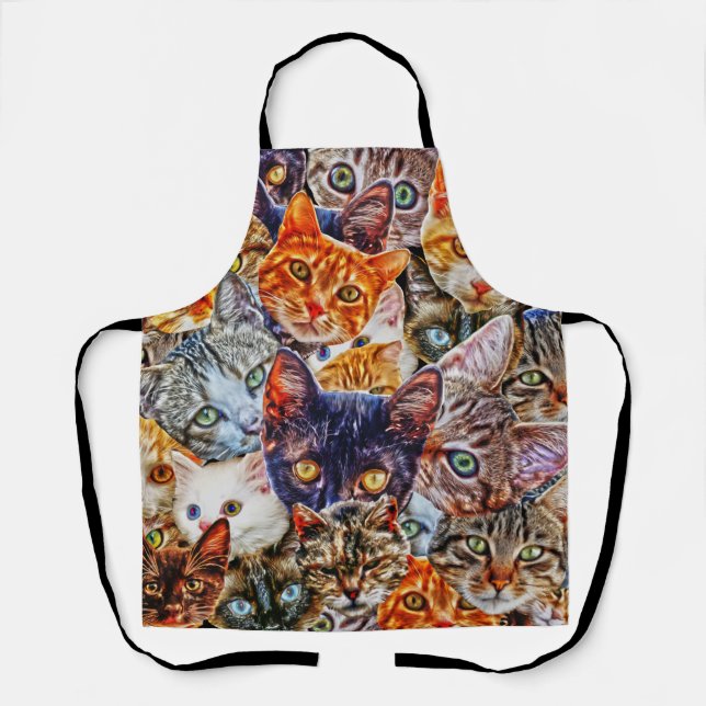 Colourful Cat Collage Apron (Front)