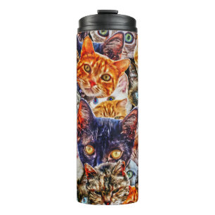 Colourful Cat Collage Thermal Tumbler